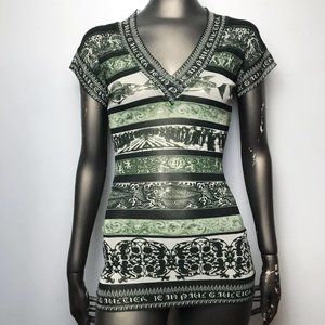 SOLD Jean Paul Gaultier Spell Out Trim V-Neck Mesh Top